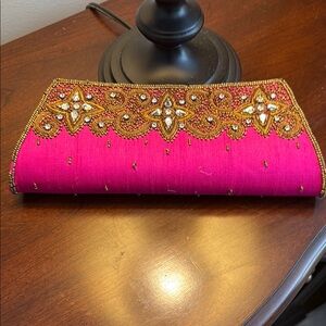 Elegant Pink Embellished Clutch